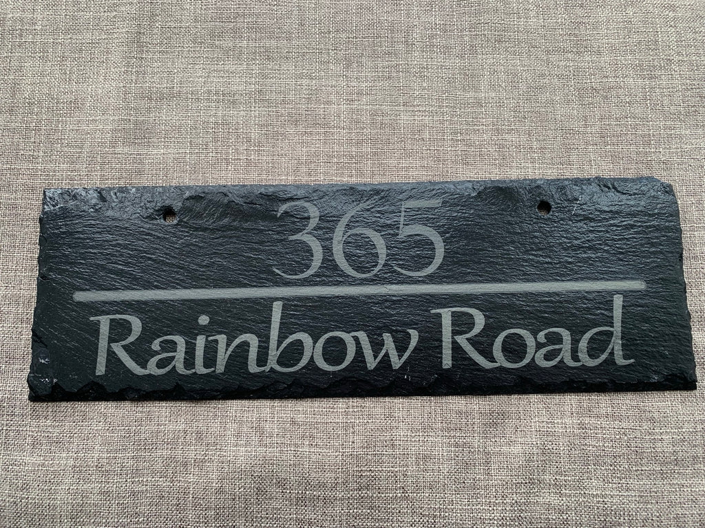 Laser Engraved font, two drill holes, 300mm x 180mm